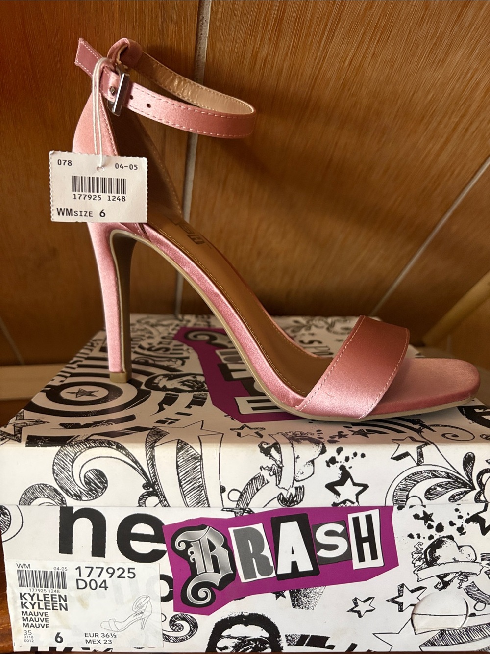 Brash Kyleen Satin Mauve Heels